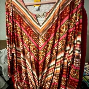 Ruby Rd. Multicolor Striped V-Neck Blouse